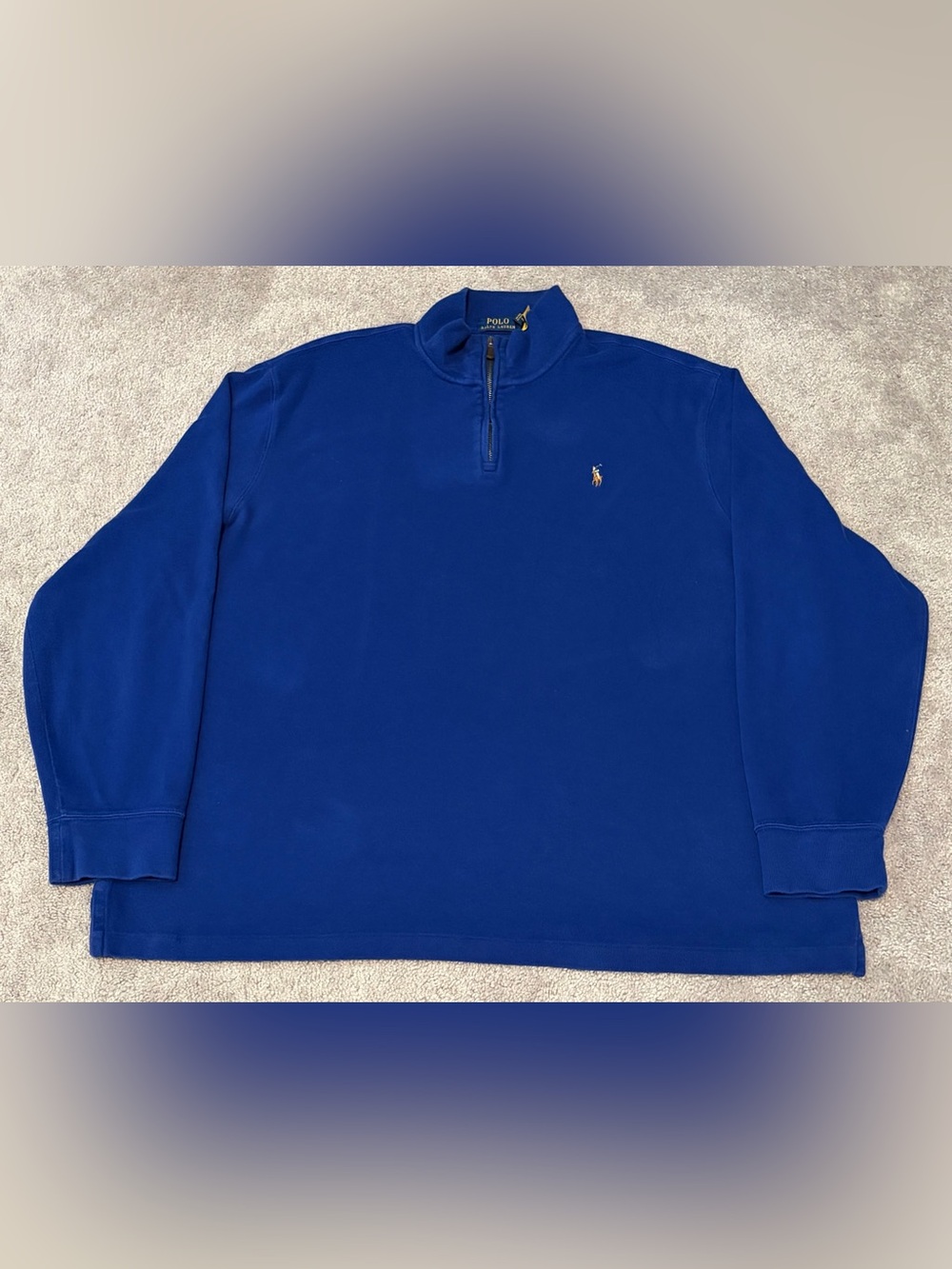 Polo Ralph Lauren Blue Sweater Men’s 2XL Estate Rib Quarter Zip Pullover